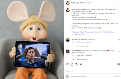 El mensaje del Topo Gigio tras el festejo de Enzo Fernández (Foto: Instagram @topo_gigio.official)