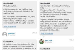 El mensaje fue seleccionado por el editor de The Guardian; fue tras el triunfo de la Argentina ante Croacia