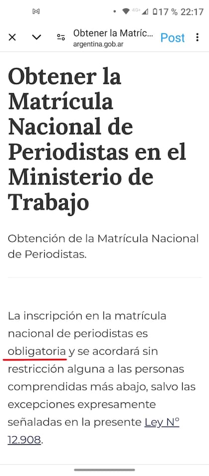El mensaje oficial en la página Argentina.gob.ar, con el carácter obligatorio de la medida