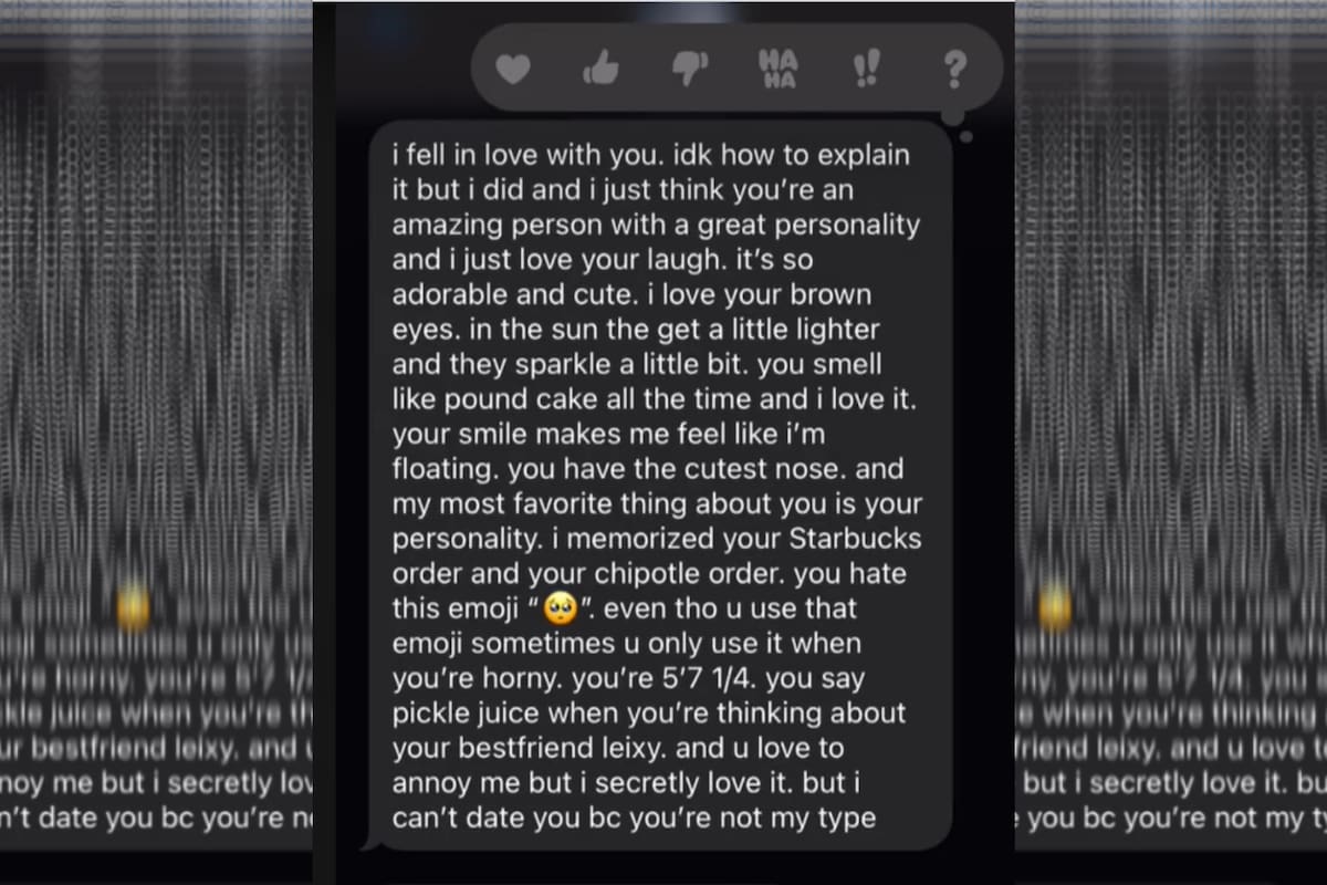 El mensaje parecía una "oda" al amor