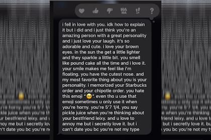 El mensaje parecía una "oda" al amor