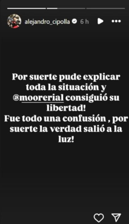 El mensaje que compartió Cipolla tras la liberación de Monera Rial