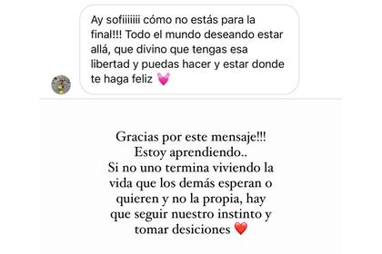 El mensaje que compartió Sofía Calzetti en su historia