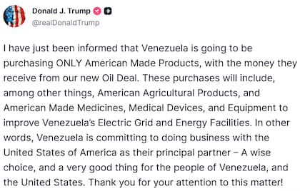El mensaje que compartió Trump en Truth Social