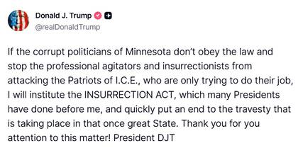 El mensaje que Donald Trump publicó en Truth Social