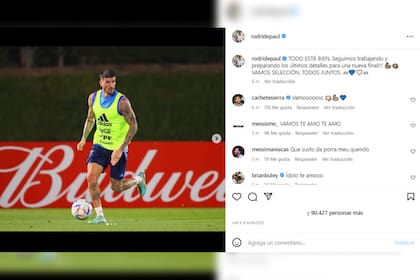 El mensaje que había publicado De Paul luego de que trascendiera que sufrió una molestia antes del partido contra Países Bajos (Foto Instagram @rodridepaul)