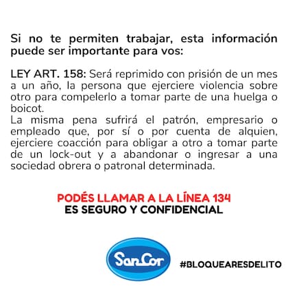 El mensaje que la cooperativa mando a la empresa