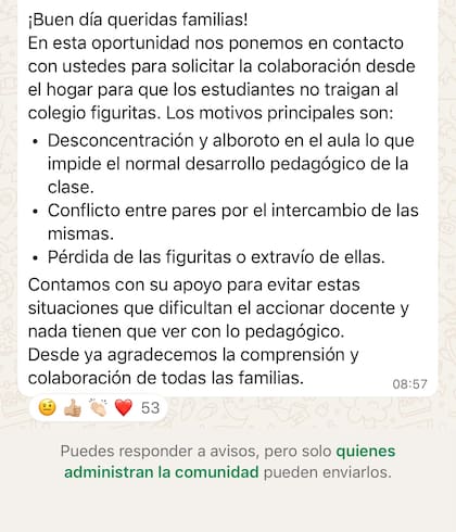 El mensaje que las autoridades del Instituto Nadino, en Mendoza, le enviaron a las familias de los alumnos