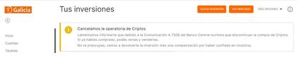 El mensaje que le figuró a los clientes del banco