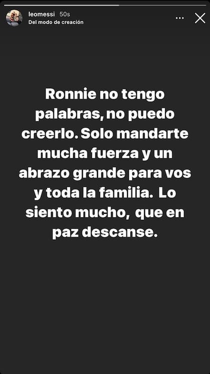 El mensaje que Leo Messi le dedicó a Ronaldinho. Crédito: Instagram
