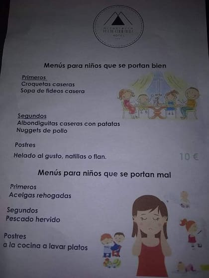 El menú compartido por el tuitero