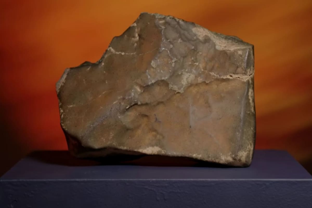 El meteorito NWA 16788 fue subastado por Sotheby's el 16 de julio de 2025. Foto: Sotheby's, YouTube