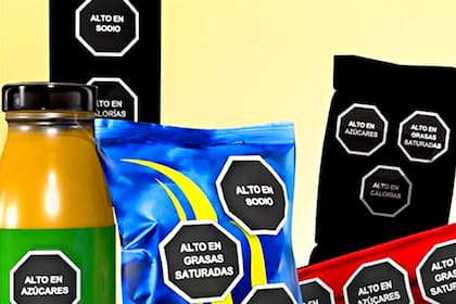 El método propuesto es una etiqueta en forma de octágono negro, visible en el packaging del alimento o bebida a consumir