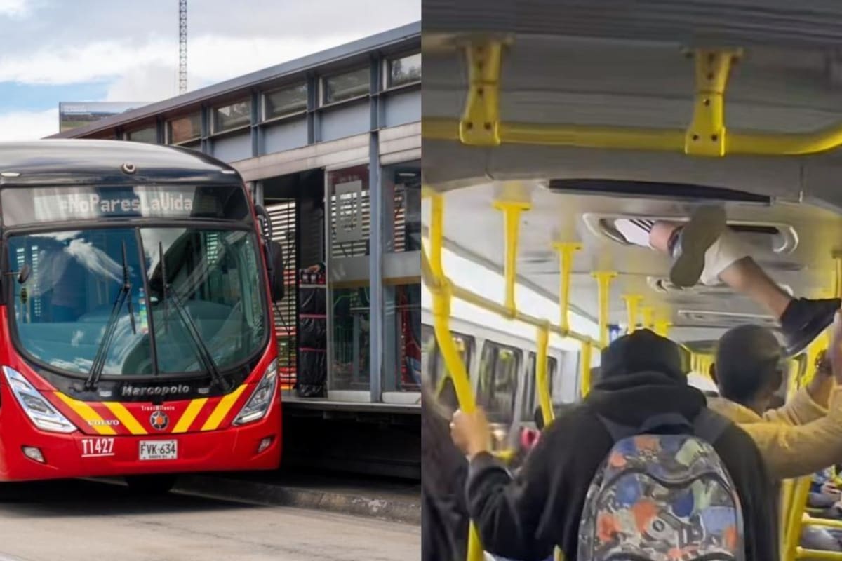 El metrobús colombiano fue testigo de otra escena "sin igual" (Foto: Archivo EL TIEMPO / Captura de pantalla TikTok: Jhon Gómez 88)