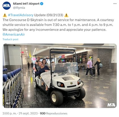 EL MIA ofrece un servicio de carritos para quienes tienen problemas al caminar