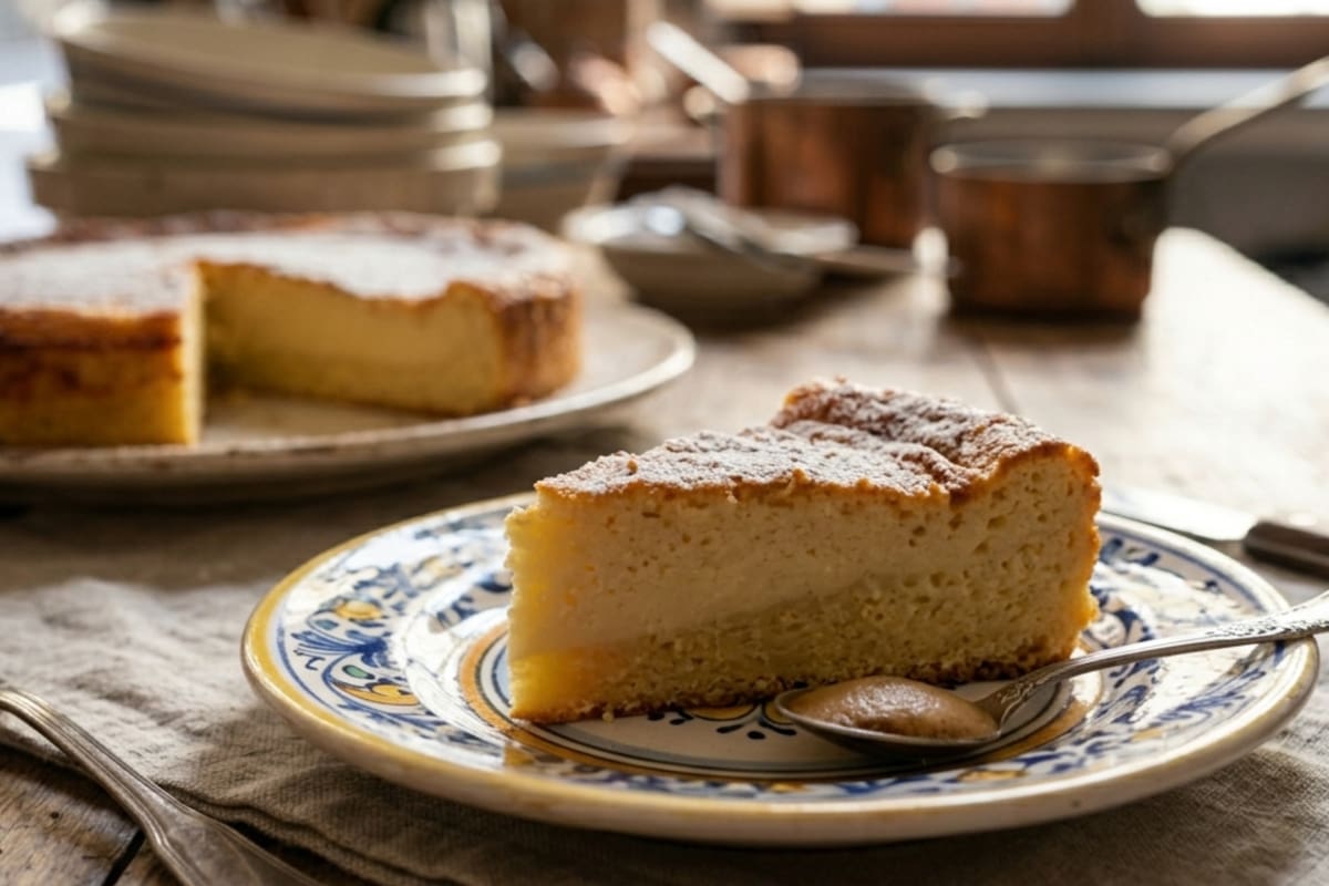 El migliaccio es un postre tradicional que hacían las abuelas con dos ingredientes base: sémola y ricotta