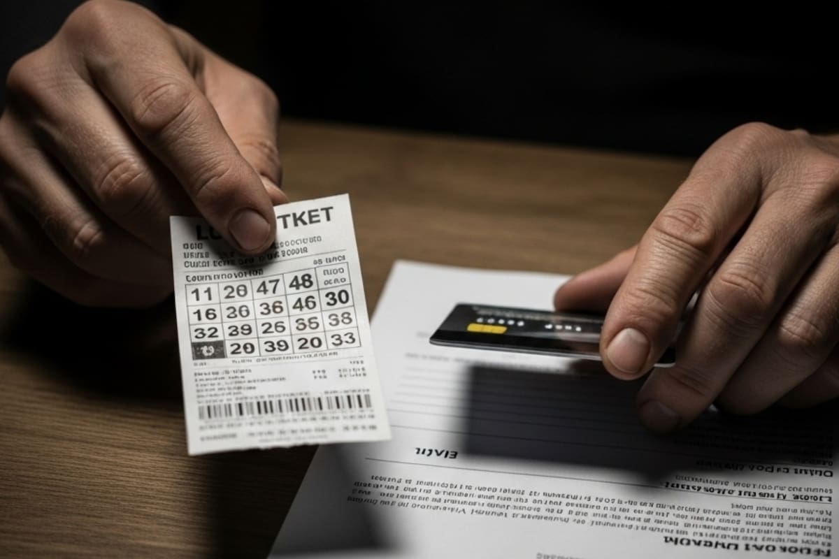 El migrante compró dos boletos instantáneos de US$10: uno de ellos, del juego Cross Word, resultó ganador (Foto: Google Gemini / IA)