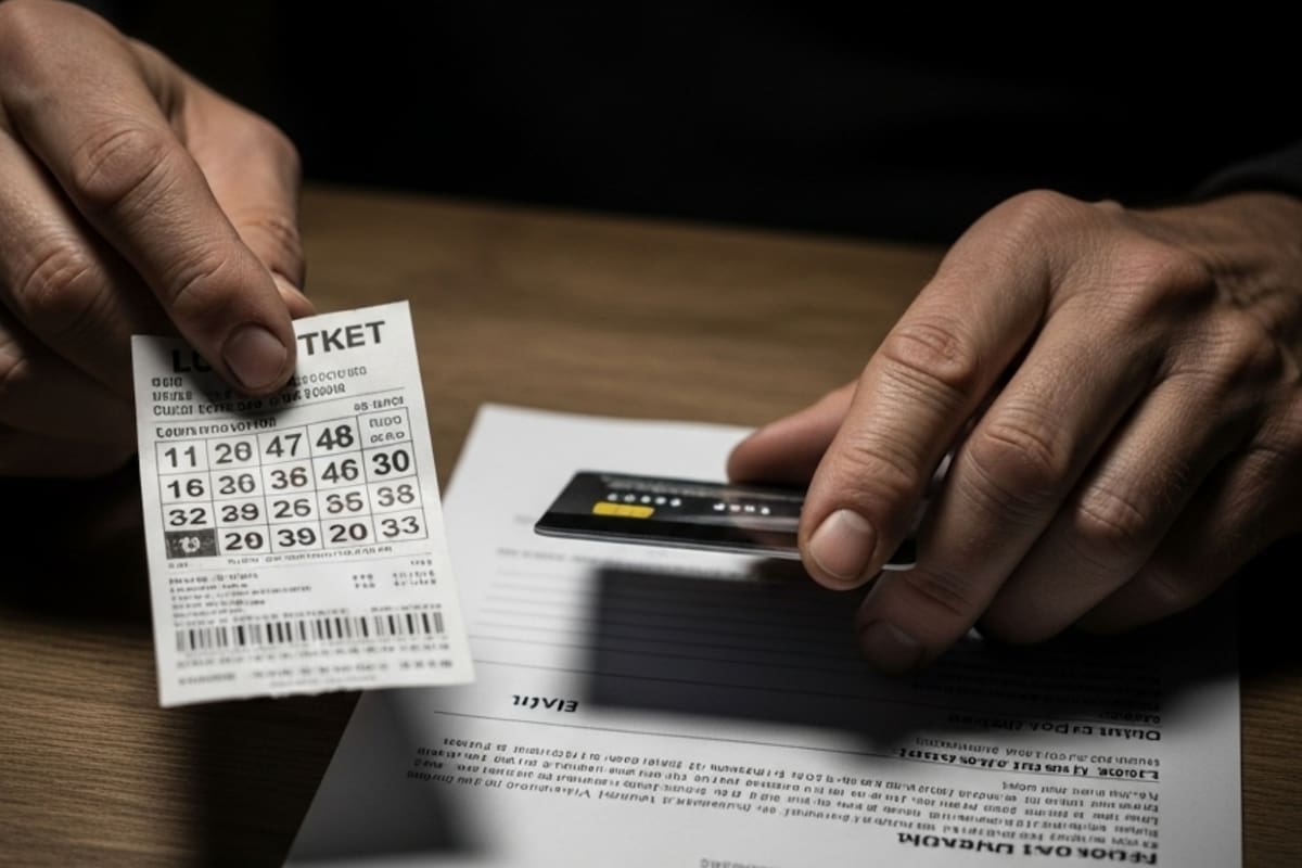 El migrante compró dos boletos instantáneos de US$10: uno de ellos, del juego Cross Word, resultó ganador (Foto: Google Gemini / IA)