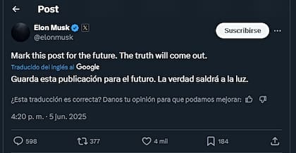 El millonario señaló que se sabrá la verdad sobre Epstein y Trump