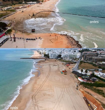 El Ministerio de Ambiente y Energía de Portugal impulsó la reposición de arena en las playas de Loulé ante la erosión rápida del litoral