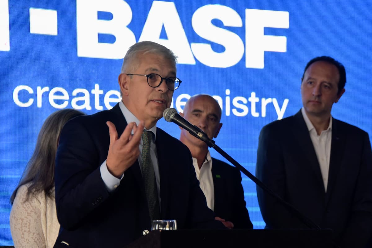El ministro de Agricultura, Julián Domínguez, en el evento de Basf en Rojas