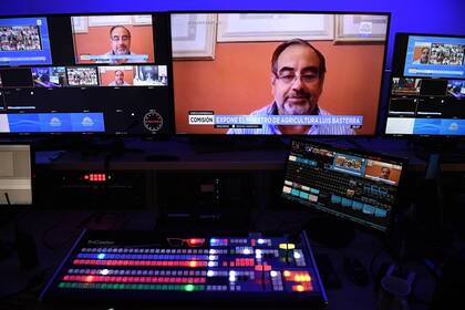 Los senadores participaron por videoconferencia de la exposición de Basterra