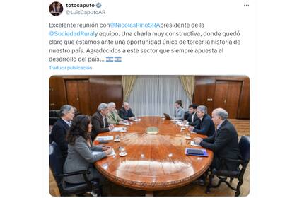 El ministro de Economía, Luis Caputo, publicó en las redes sociales los detalles del encuentro