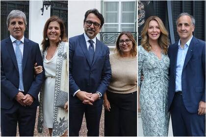 El ministro de Economía, Luis Caputo, y Ximena Ruiz Hanglin; el embajador Fabrizio Lucentini y su esposa, Daniela Simoncelli; Nunzia Locatelli de Bulgheroni y Marcos Bulgheroni