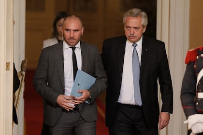 El ministro de Economía, Martín Guzmán y el Presidente de la Nación, Alberto Fernández