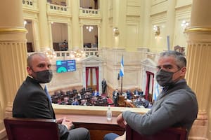 El ministro de Economía, Martín Guzmán, y el secretario de Política Tributaria, Roberto Arias, presenciaron hoy la sesión del Senado.