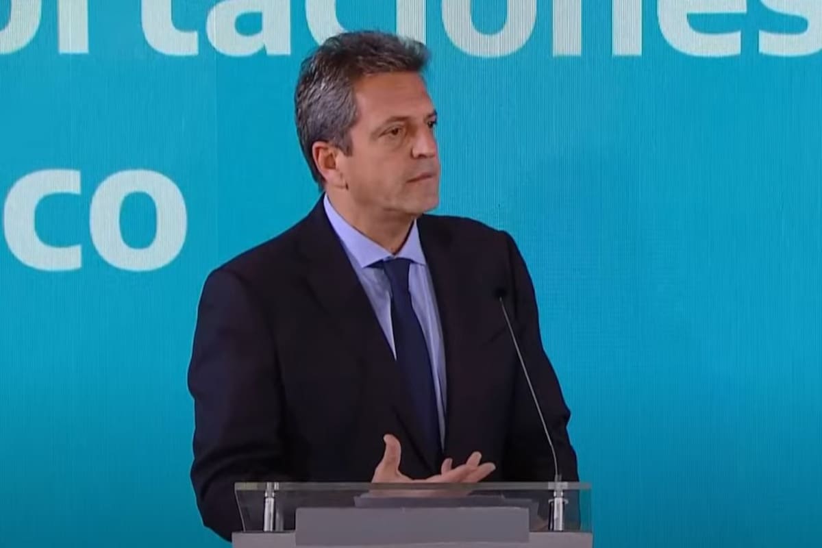 El ministro de Economía, Sergio Massa, durante el anuncio del "dólar tecno"