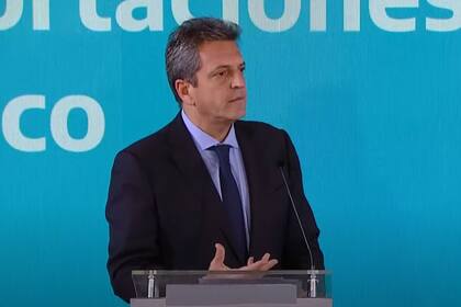 El ministro de Economía, Sergio Massa, durante el anuncio del "dólar tecno"