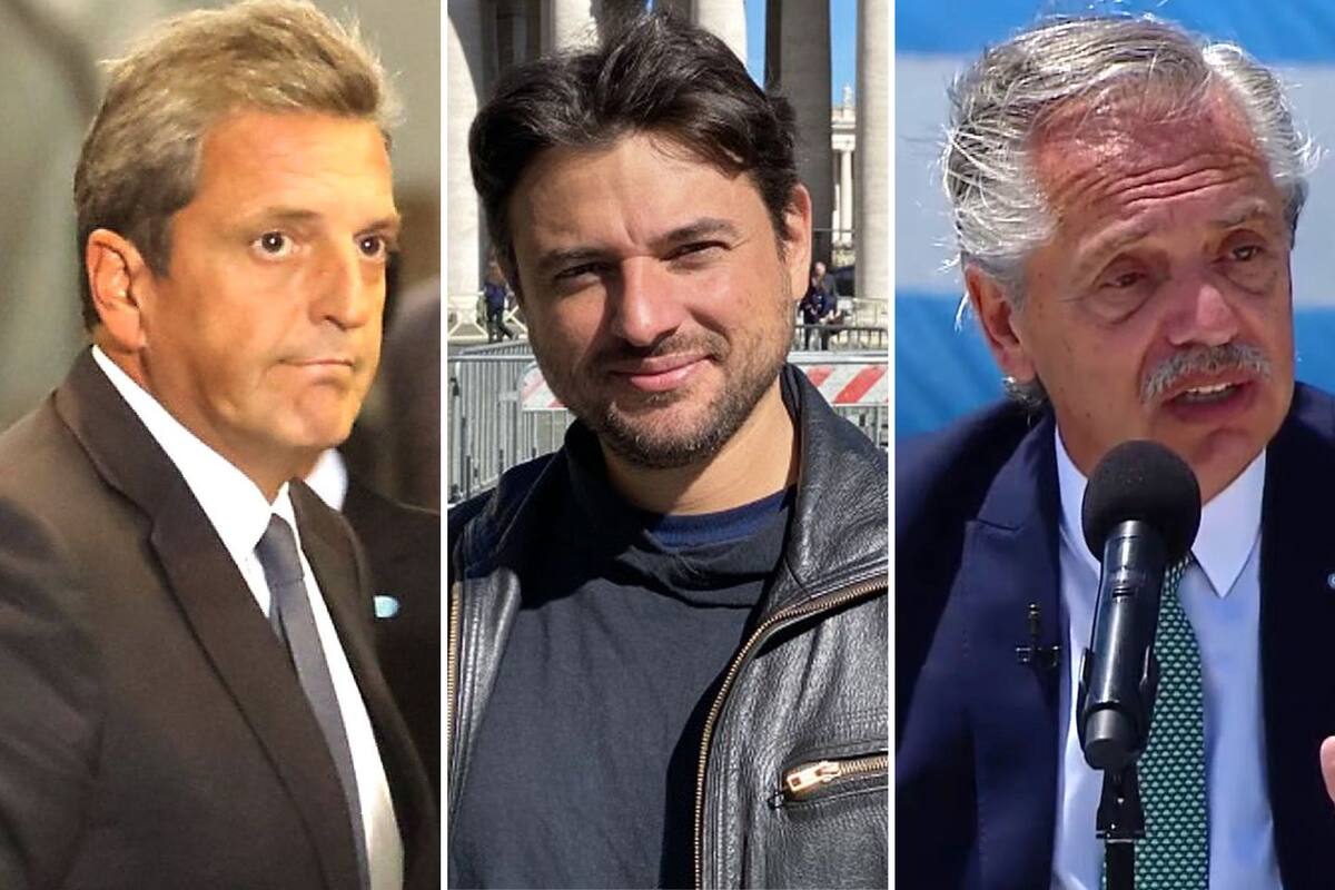 El ministro de Economía, Sergio Massa; el líder del MTE, Juan Grabois; y el Presidente, Alberto Fernández