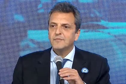 El ministro de Economía Sergio Massa, en el acto de inauguración del gasoducto Néstor Kirchner