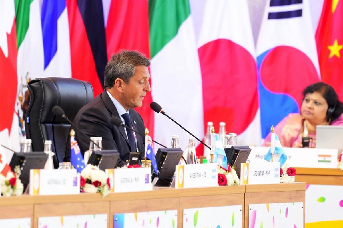 El ministro de Economía, Sergio Massa en la India, donde asiste a la Cumbre del G20 de Ministros de Finanzas y presidentes de Bancos Centrales.