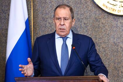 El ministro de Exteriores de Rusia Serguei Lavrov en El Cairo, ayer
