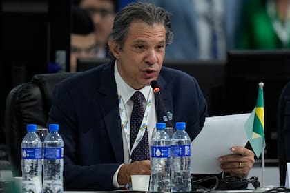 El ministro de Finanzas de Brasil, Fernando Haddad, durante una reunión de ministros de Finanzas y gobernadores de bancos centrales del G20, el jueves 29 de febrero de 2024, en Sao Paulo.