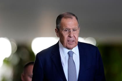 El ministro de Relaciones Exteriores de Rusia, Serguéi Lavrov, en Brasilia el 17 de abril de 2023. (Foto AP /Eraldo Peres)