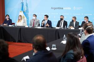El ministro Eduardo "Wado" de Pedro, encabezando el encuentro de este mediodía