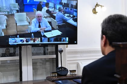 El ministro Ginés González García, durante la videoconferencia en Diputados