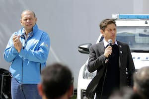 El ministro Sergio Berni compartió hoy un acto junto al gobernador Axel Kicillof en la ciudad de Olavarría.