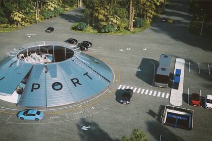 El modelo de aeropuerto para autos eléctricos voladores de Urban-Air Port