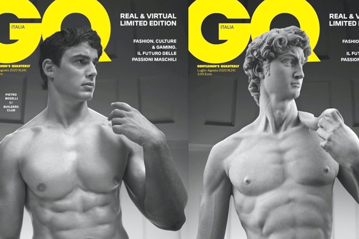 El modelo Pietro Boselli y el «David» de Miguel Ángel, en la portada del llamado «Nuevo Renacimiento» que impulsó la demanda
