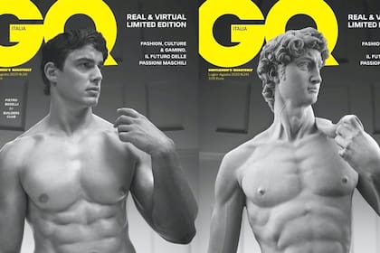 El modelo Pietro Boselli y el «David» de Miguel Ángel, en la portada del llamado «Nuevo Renacimiento» que impulsó la demanda