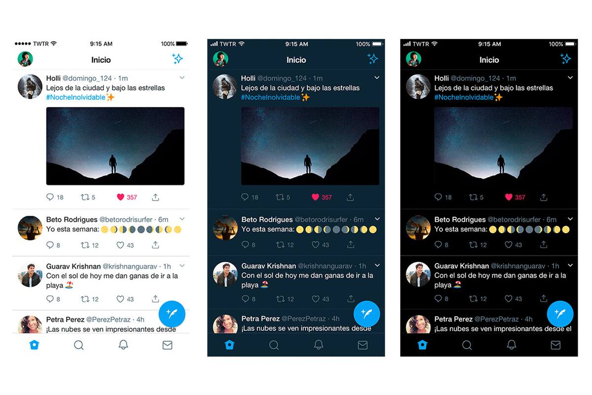 El modo oscuro de Twitter en iOS es una versión basado en una tonalidad de negro que permite optimizar aún más la visibilidad de las publicaciones en ambientes con poca luz