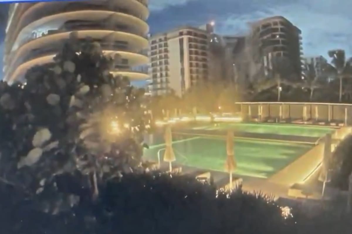 El momento de la caída del edificio en Miami