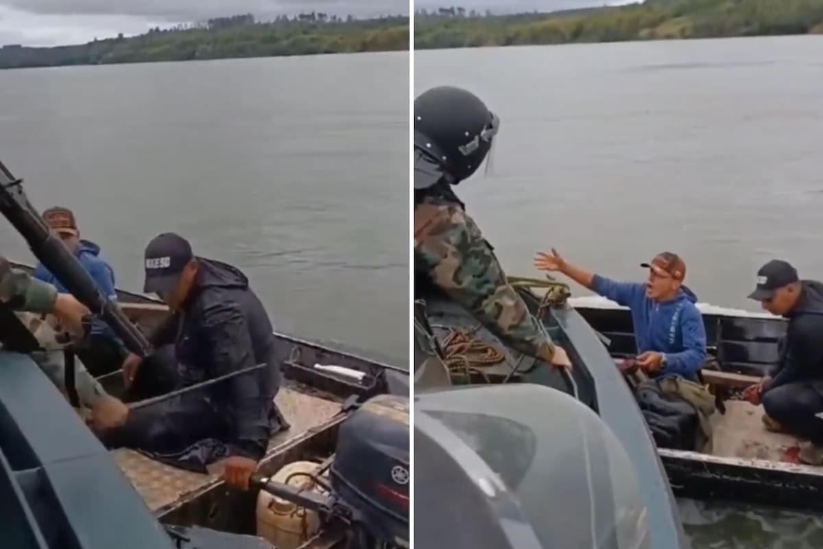El momento de la detención de la embarcación paraguaya
