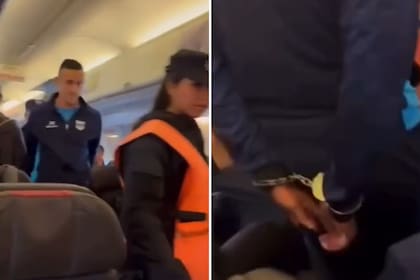 El momento de la detención del futbolista que gritó "bomba" en un vuelo de Flybondi