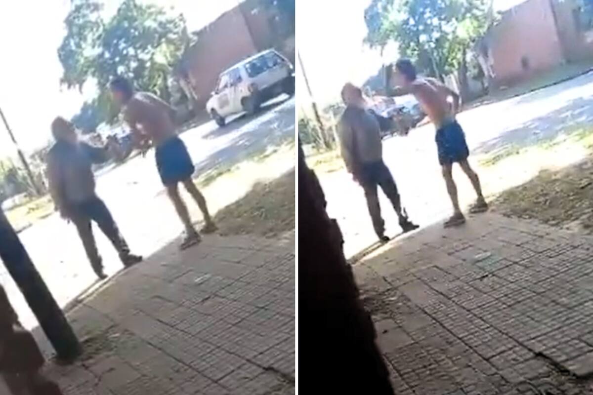 El momento de la fuerte discusión entre el hombre mayor y un joven de 33 años. Foto: captura