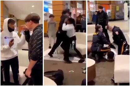 El momento de la pelea entre dos adolescentes en un shopping de Nueva Jersey y el accionar de la policía